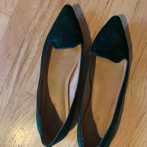 Jcrew green velvet flats